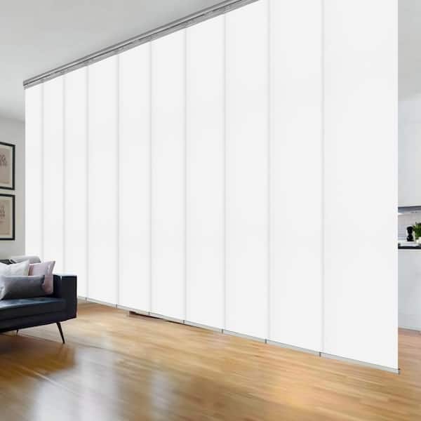 EMOH Alabaster 120 in. - 218 in. W x 116 in. L Adjustable 10-Panel Satin Nickel Double Rail Panel Track with 23.5 in. Slates