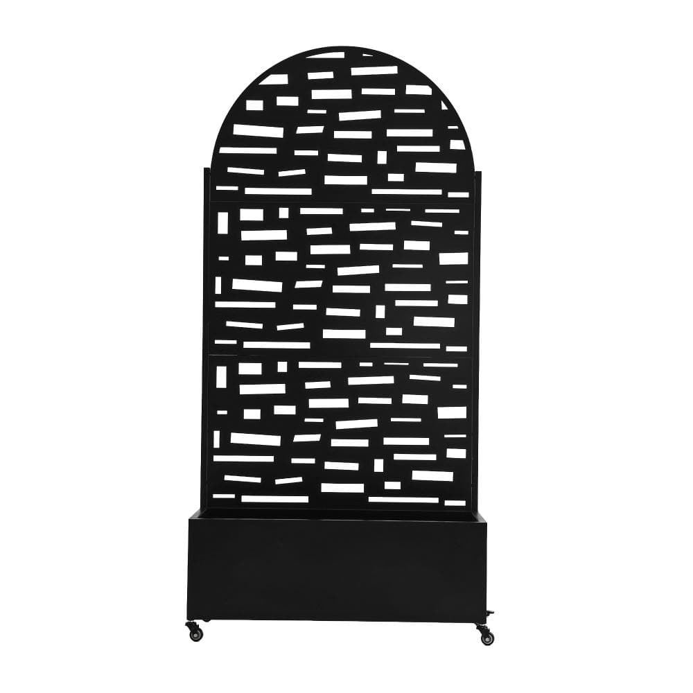 70.8 in. H × 35.4 in. W Black Privacy Metal Arched Garden Fence Screen Panels with Planter Box and Lockable Wheels price history on PriceWatchPro