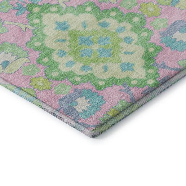 Mayfield Premium Machine Washable Abstract AMF1002 Pink 2 ft. x 3 ft. Area Rug