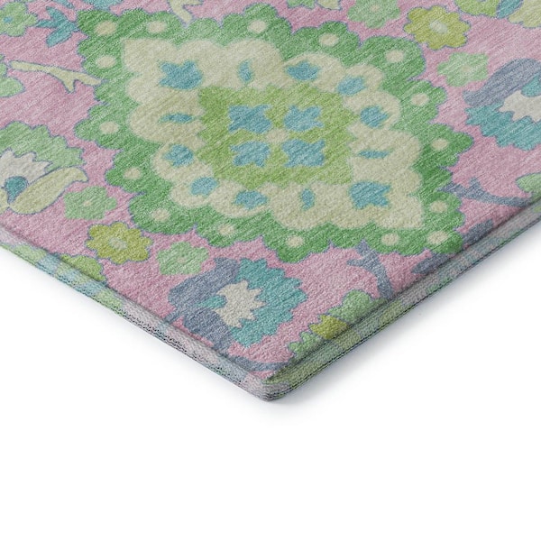 Mayfield Premium Machine Washable Abstract AMF1002 Pink 9 ft. x 12 ft. Area Rug