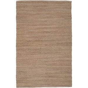 Finn Contemporary Tan/Gold/Brown 7 ft. 9 in. x 9 ft. 9 in. Handwoven Braided Natural Jute and Chenille Area Rug
