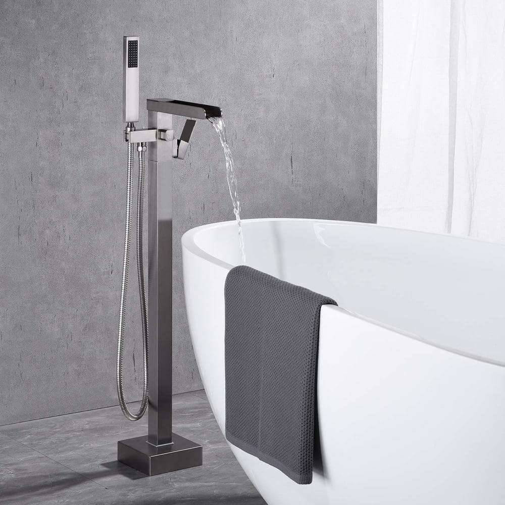 Single-Handle Stainless Steel Floor Mounted Claw Foot Bath Freestanding Tub