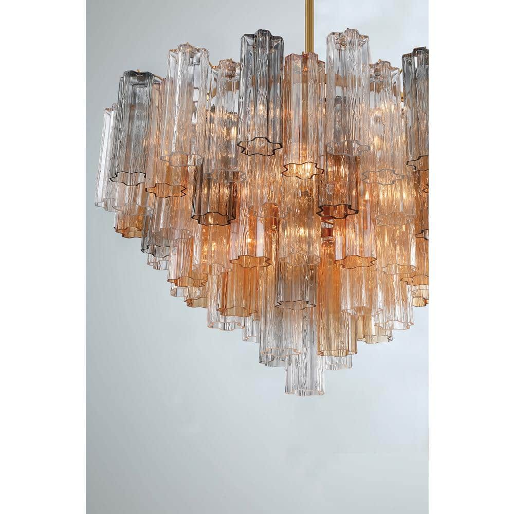 Addis Aged Brass and Tronchi Glass 16-Light Chandelier