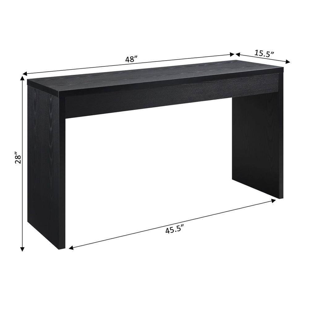 Sleek Black Wood Finish Narrow Console Table 48"x28"