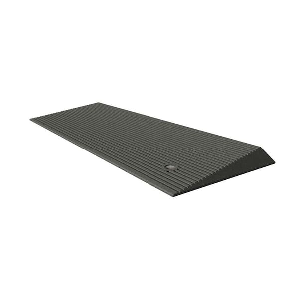 EZ-ACCESS TRANSITIONS Angled Entry Door Threshold Mat, Grey, Rubber, 14 in. L x 40 in. W x 1.5 in. H