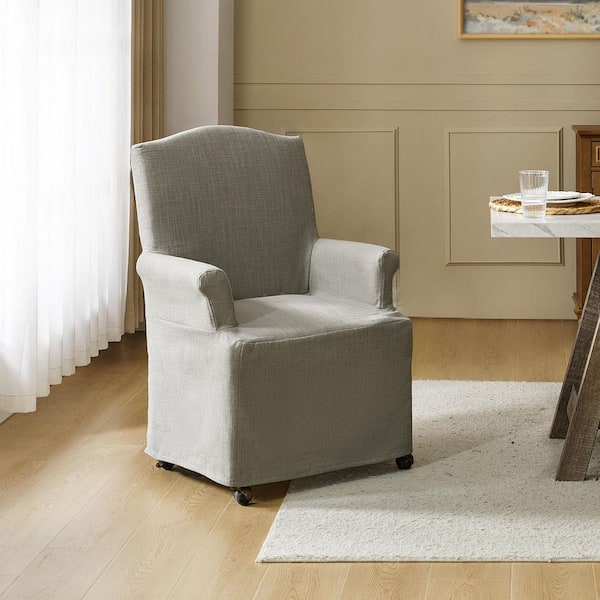 JAYDEN CREATION Adelina Grey Traditional Roll Arm Dining Chair with Hooded Caster Wheels