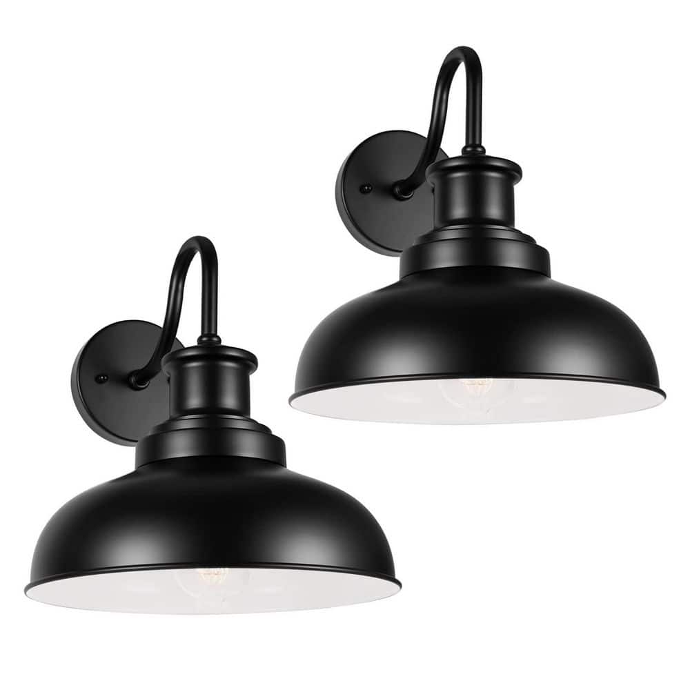 Farmhouse E26 Bulb Outdoor Sconce Black and White Finish Weather Resistant Gooseneck Barn Wall Pack Light price history on PriceWatchPro