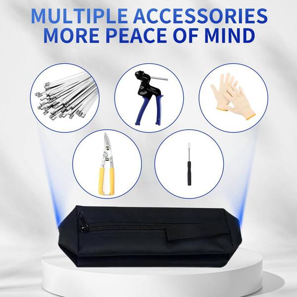 Stainless Steel Zip Tie Gun Kit With 100pcs 11.8in Metal Zip Ties & Release Tool