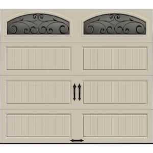 Gallery Collection 8 ft. x 7 ft. 6.5 R-Value Insulated Desert Tan Garage Door with Wrought Iron Window