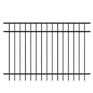 Vinings 4 ft. H x 6 ft. W Black Aluminum Pre-Assembled Spaced Bar Flat Framed Metal Fence Panel