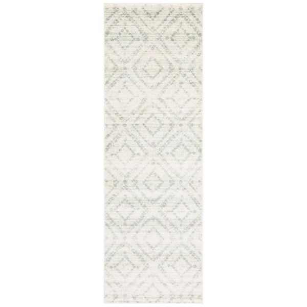 Adirondack Ivory/Green 3 ft. x 10 ft. Multi-Diamonds Runner Rug