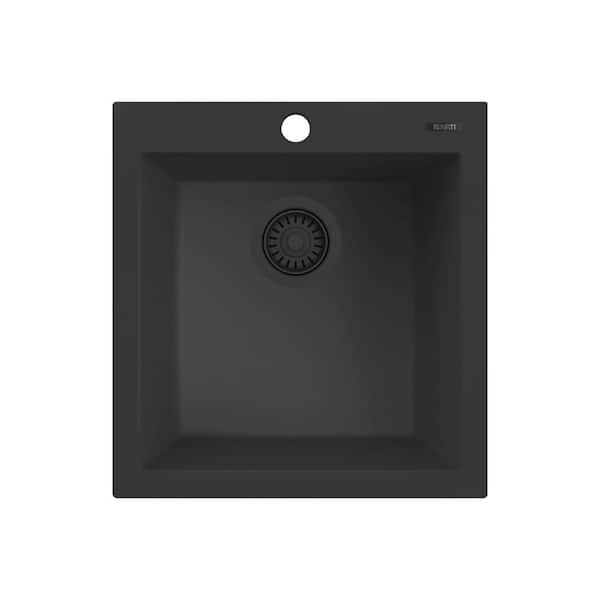 epiGranite 18 in. Drop-in Topmount SIngle Bowl Bar Sink in Midnight Black Granite Composite