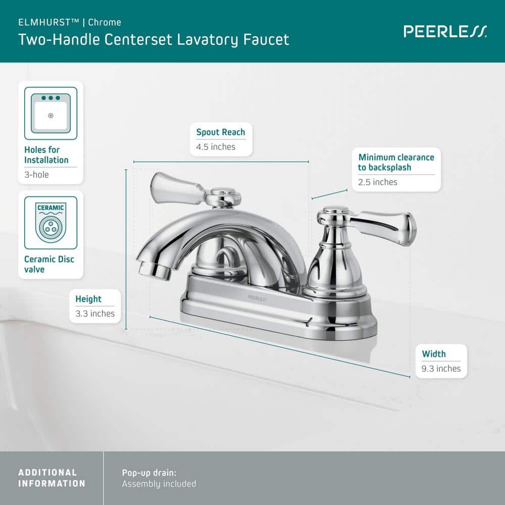 Elmhurst Chrome Two-Handle Centerset Bathroom Faucet