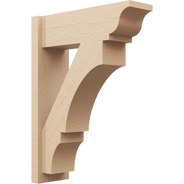 Ekena Millwork 8 in. x 32 in. x 24 in. Balboa Traditional Rough Cedar Woodgrain Timberthane Polyurethane Outlooker, Primed Tan