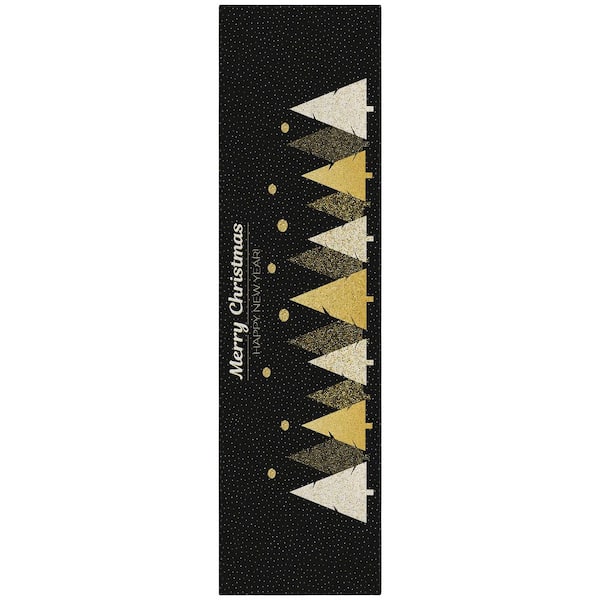Addison Rugs Cozy Winter 2 ft. 3 in. x 7 ft. 6 in. Black Indoor/Outdoor Washable Area Rug