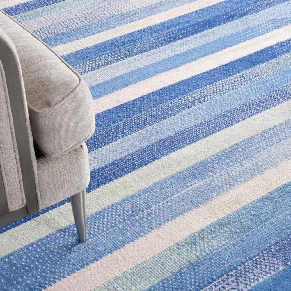 Whimsicle Blue Multicolor 8'4" x 11'6" Synthetic Stripe Rug