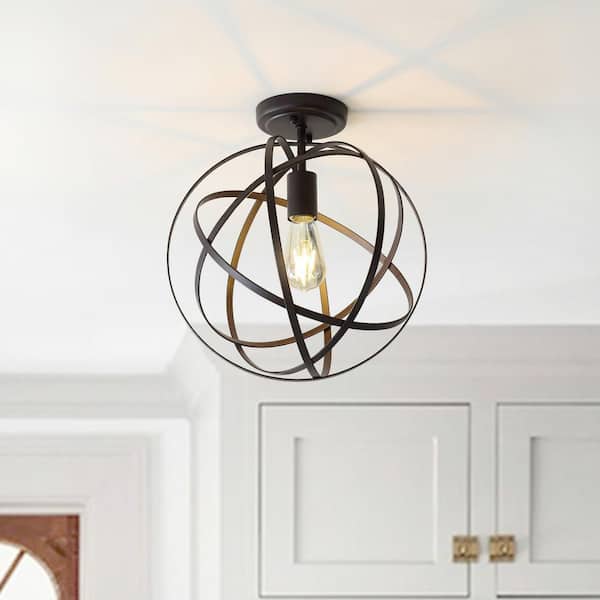 JONATHAN Y Alma 13 in. Oil Rubbed Bronze Metal LED Flush Mount