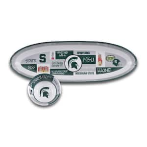 Michigan State 20 in. Assorted Colors Melamine Oval Chip and Dip Server (Set of 2)