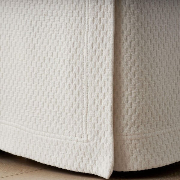 Company Cotton 14 in. Textured Grid Weave Ivory Twin Bed Skirt