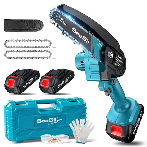 Mini Chainsaw Cordless 6 in. Handheld Electric Power Chain Saw for Tree Trimming Garden Accessories