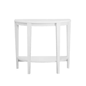 Jasmine 36 in. White Standard Half-Circle Wood Console Table with Shelves