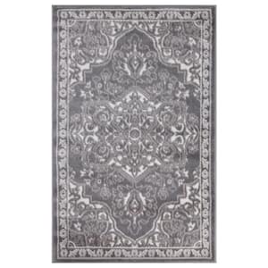 Jefferson Collection Vintage Medallion Gray 3 ft. x 4 ft. Area Rug