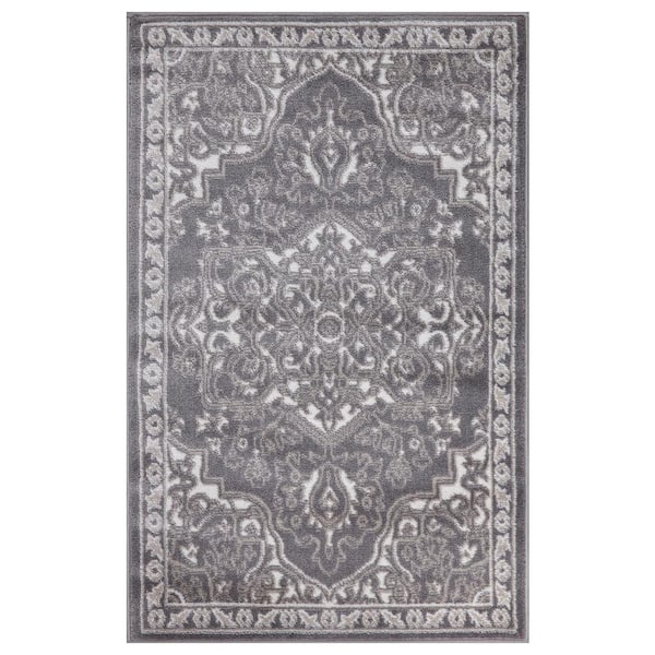 Jefferson Collection Vintage Medallion Gray 3 ft. x 4 ft. Area Rug
