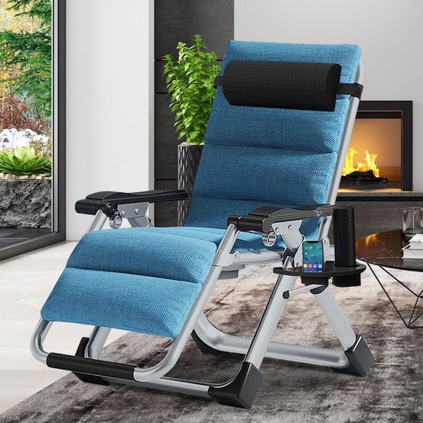 Zero Gravity Chair, Patio Folding Reclining Lounge Chair With Removable Cushion & Tray For Indoor And Outdoor