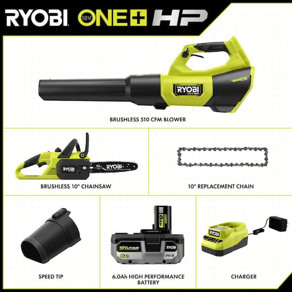 RYOBI ONE+ HP 18V Brushless 10 in. Cordless Battery Chainsaw