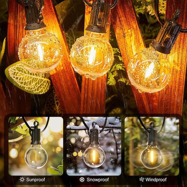 54 Light 50 ft. Black Outdoor Connectable G40 LED E12 2200K