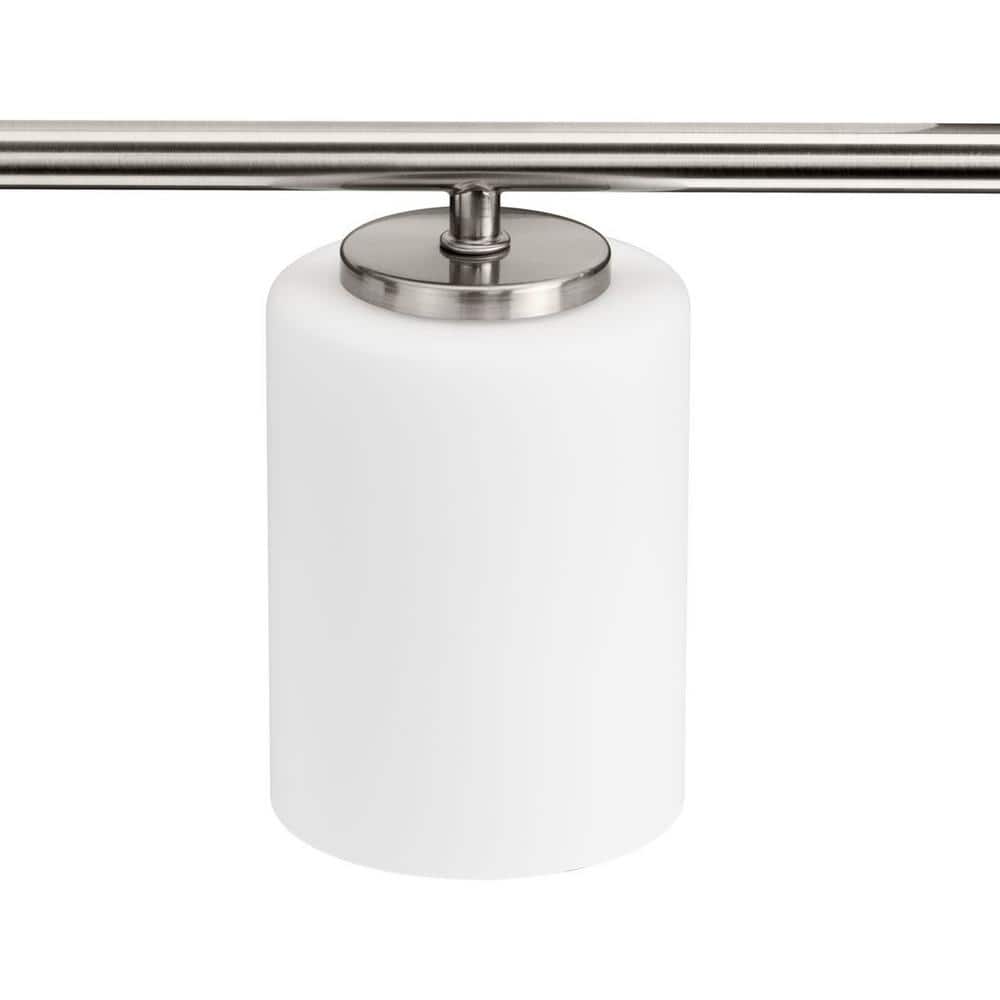 Replay Collection 48" Brushed Nickel 6-Light Bath Vanity with Etched Glass Shades