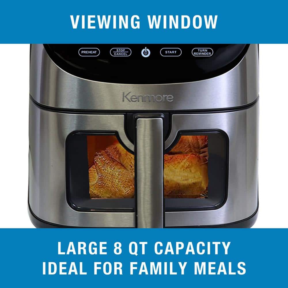 Kenmore 8 Qt Stainless Steel Digital Dual Basket Air Fryer