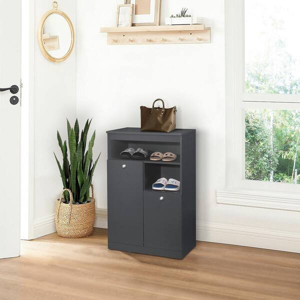 Grey Wood Shoe Storage Cabinet - Signature