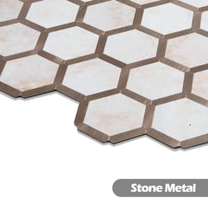 Hexagon Cloud with Gold 12 in. x 12 in. PVC Peel and Stick Backsplash Wall Tile (5 sq.ft./5-Sheets)