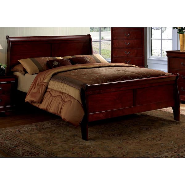 J&E Home Cherry Solid Wood King Size Platform Bed GD
