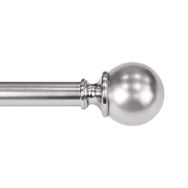 72 in. - 144 in. Telescoping 1 in. Single Curtain Rod Kit in Brushed Nickel with Ball Finial