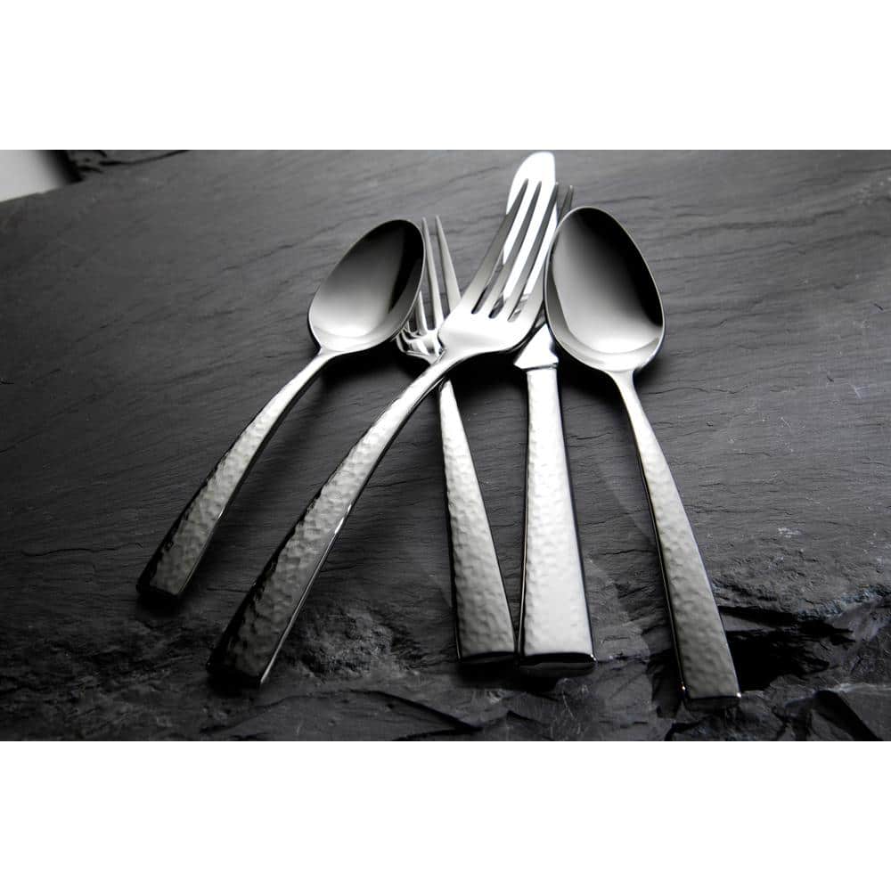 Chef's Table Hammered Stainless Steel Ornate Soup Spoons Set of 12