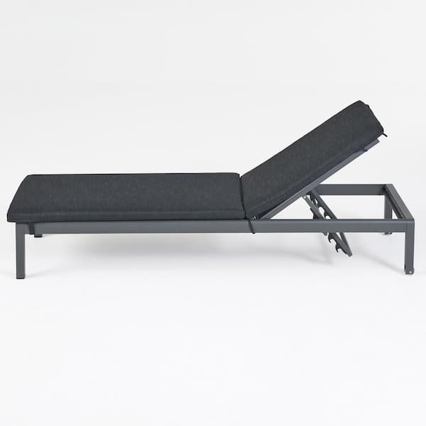 Cape Coral Dark Grey 2-Piece Aluminum Outdoor Patio Chaise Lounge with Dark Grey Cushions