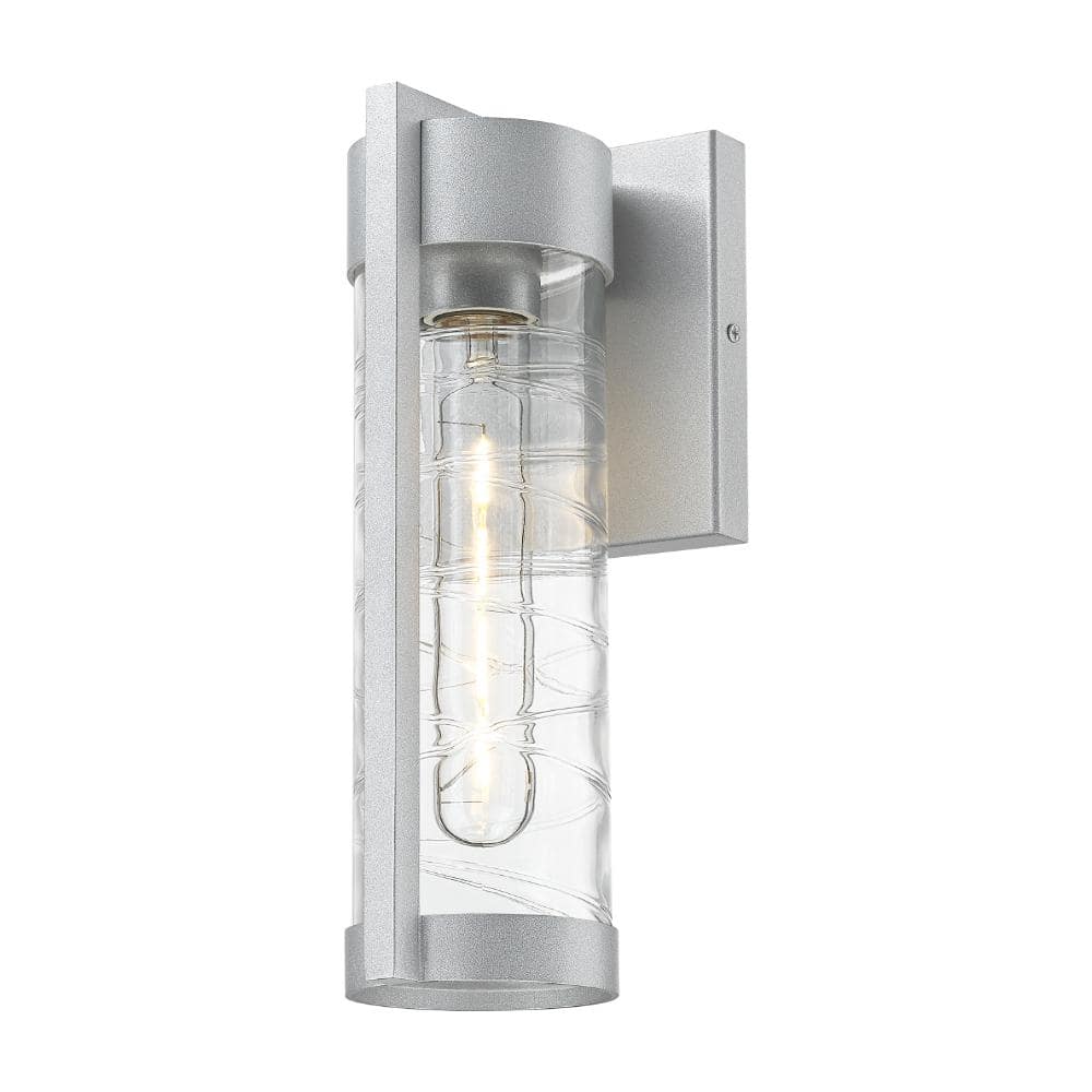 "Stratford 1-Light 13"" Silver Coastal Outdoor Sconce With Deco Swirl Glass" price history on PriceWatchPro