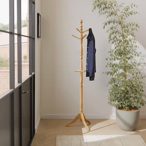 Lazzara Synergy 70 in. Solid Wood Coat Rack in Natural Finish