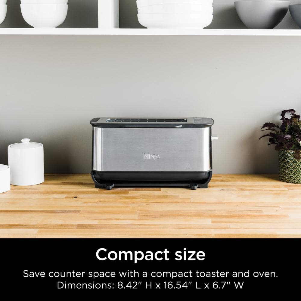 Ninja Ninja Foodi 2-in-1 Flip Toaster, 2-Slice Capacity, Compact Toaster Oven with Reheat and Defrost Functions, 1500 Watts, Stainless Steel