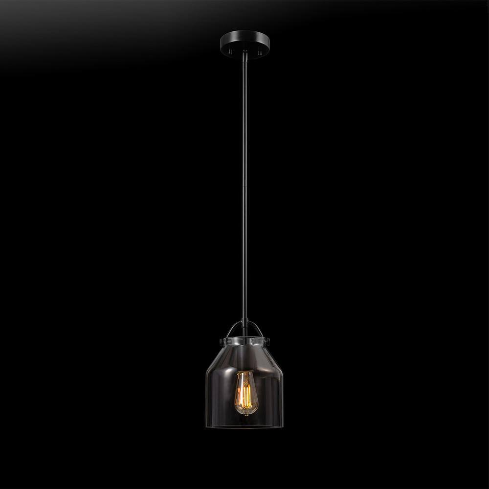 Matte Black Farmhouse Pendant Light with Clear Glass Shade