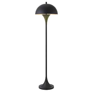 Vega 60.75 in. Blackened Bronze Torchiere Floor Lamp with Metal Shade