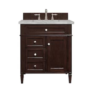 Brittany 30 in. W x 23.5 in. D x 34.0 in. H Single Vanity in Burnished Mahogany with Silver Quartz Top