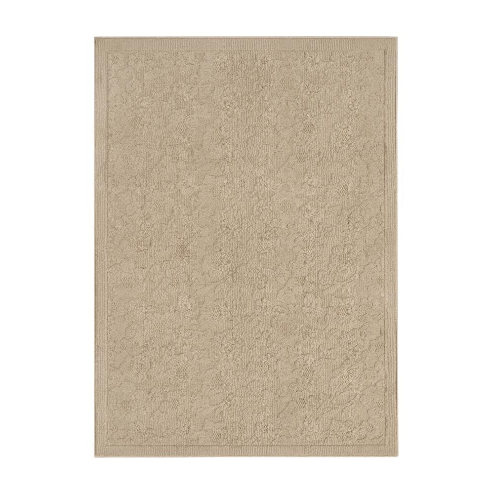 Rosemoor Beige 5 ft. X 7 ft. Floral Machine Washable Area Rug price history on PriceWatchPro