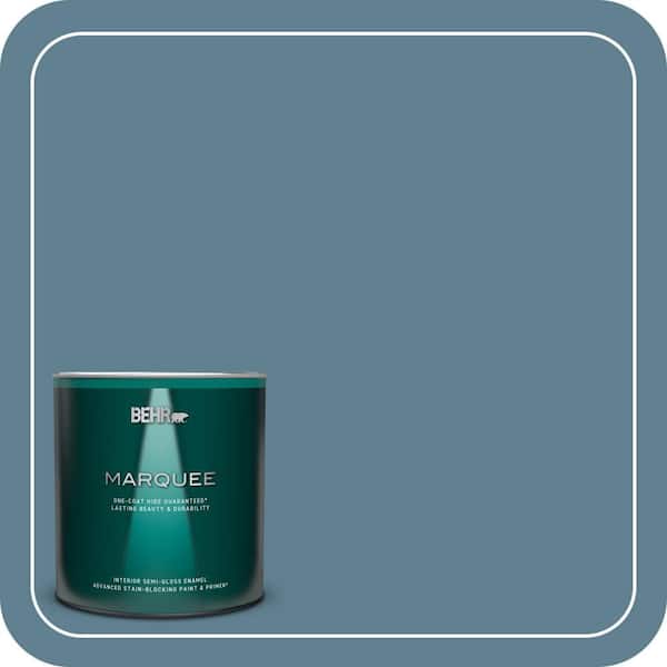 BEHR MARQUEE 1 qt. #BXC-36 Aegean Blue Semi-Gloss Enamel Interior Paint & Primer