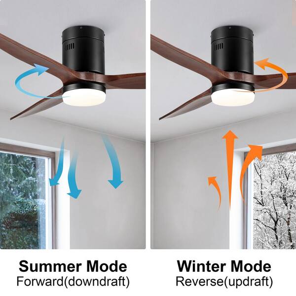 YUHAO 52 in. Integrated Indoor Low Profile Wooden Ceiling Fan with