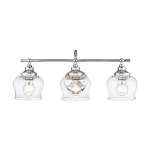 Daphne 8.5 in. 3 Light Silver Vanity Light with Clear Glass