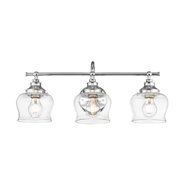 Daphne 8.5 in. 3-Light Silver Vanity Light with Clear Glass