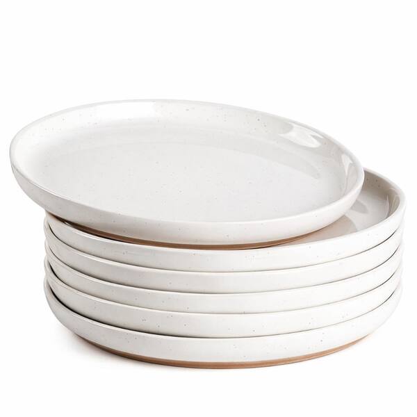 Ceramic Dinner Plates Set of 6, 10.5 in Stoneware with Rustic Terracotta Underside, Microwave and Dishwasher Safe